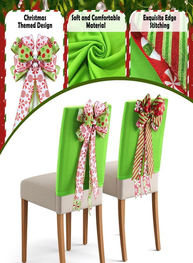 APUDWN 2 Pack Christmas Chair Covers with Bows, Red Green Dot Dining Chair Slipcovers Candy Lollipop Christmas Dining Chair Back Covers for Xmas Holiday Home Kitchen Decorations Dining Room, Office - Image 5